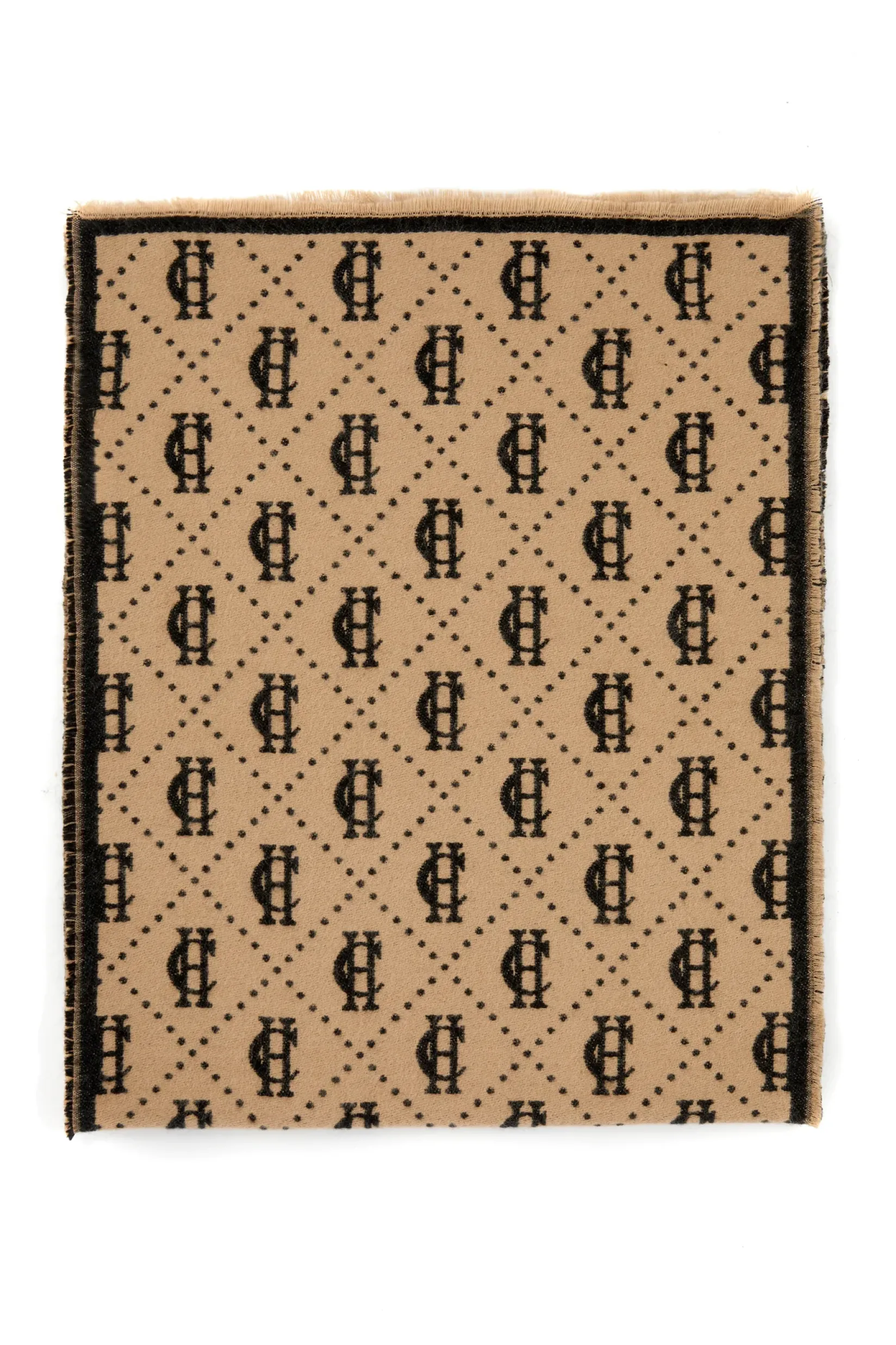 Holland Cooper Scarves|Scarves-Lightweight Monogram Scarf Tan Black