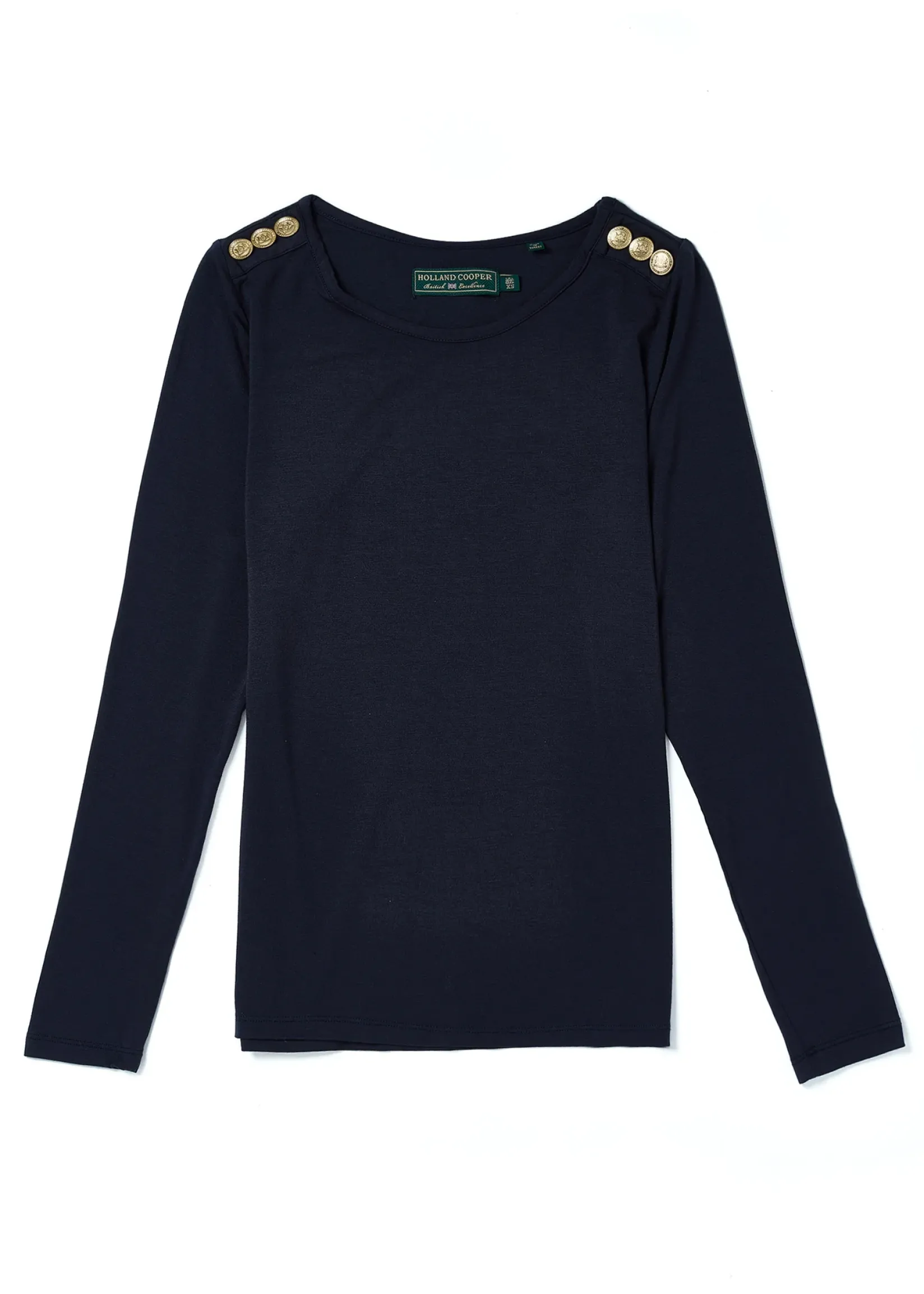 Holland Cooper Tees|Tops-Long Sleeve Crew Neck Tee Ink Navy