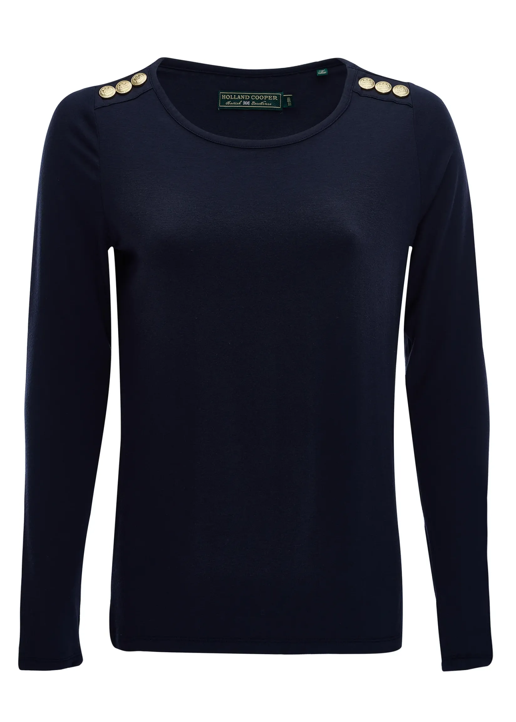 Holland Cooper Tees|Tops-Long Sleeve Crew Neck Tee Ink Navy