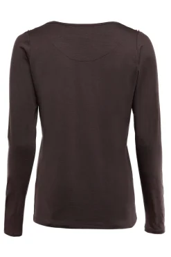 Holland Cooper Tees|Tops-Long Sleeve V-Neck Tee Coffee