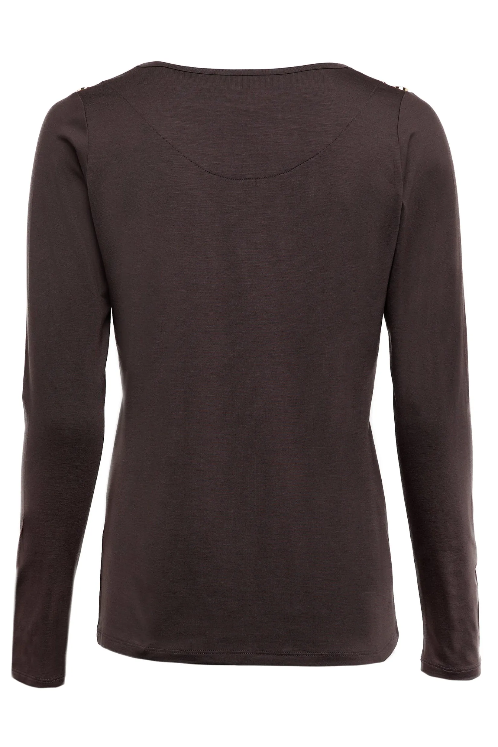 Holland Cooper Tees|Tops-Long Sleeve V-Neck Tee Coffee