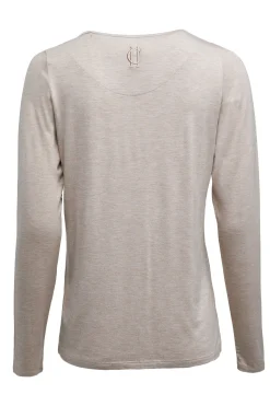 Holland Cooper Tees|Tops-Long Sleeve V-Neck Tee Oatmeal