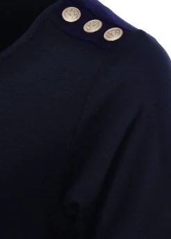 Holland Cooper Tees|Tops-Long Sleeve V-Neck Tee Ink Navy