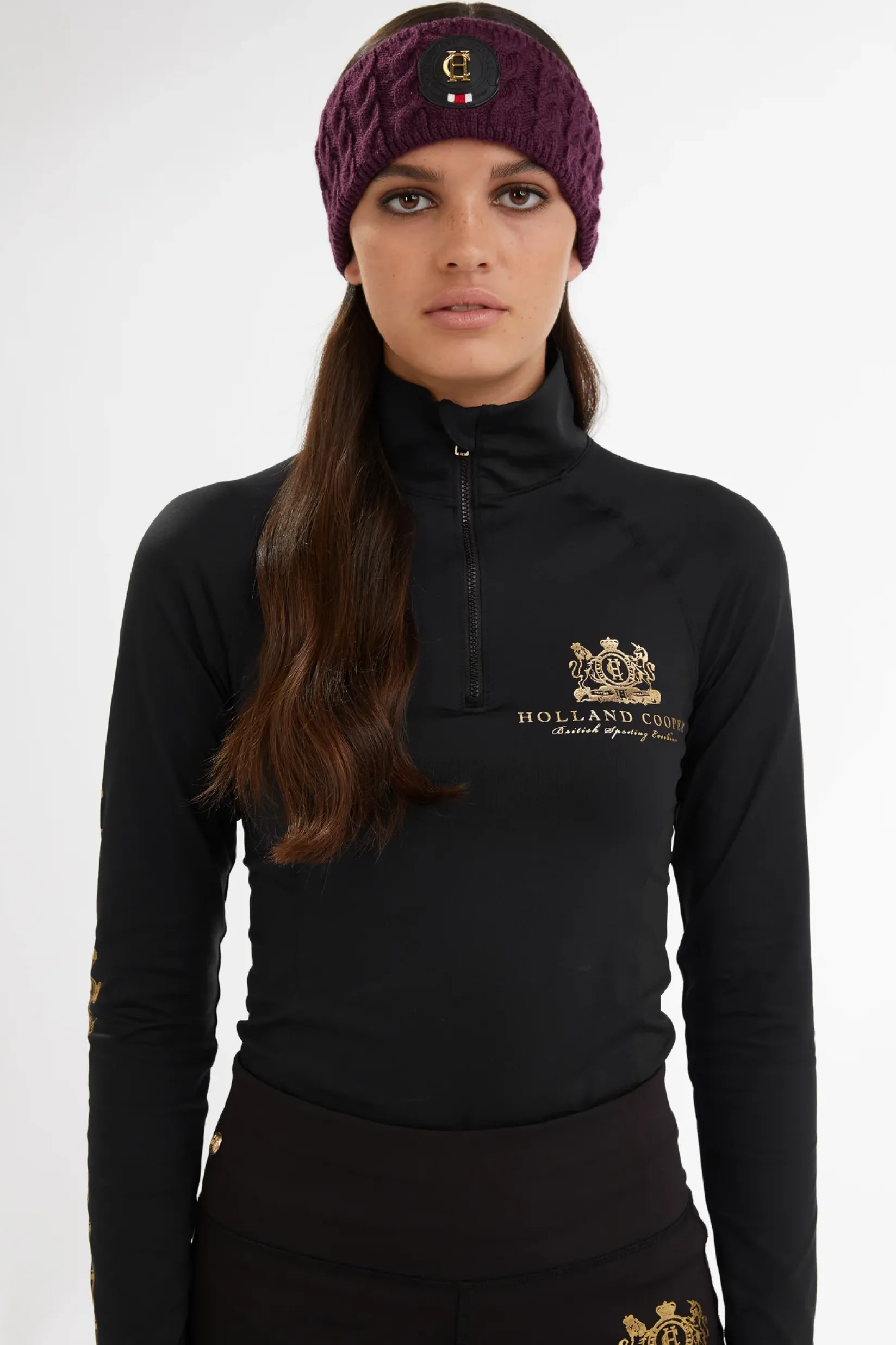 Holland Cooper Headwear|Accessories-Luxe Cable Knit Headband Mulberry