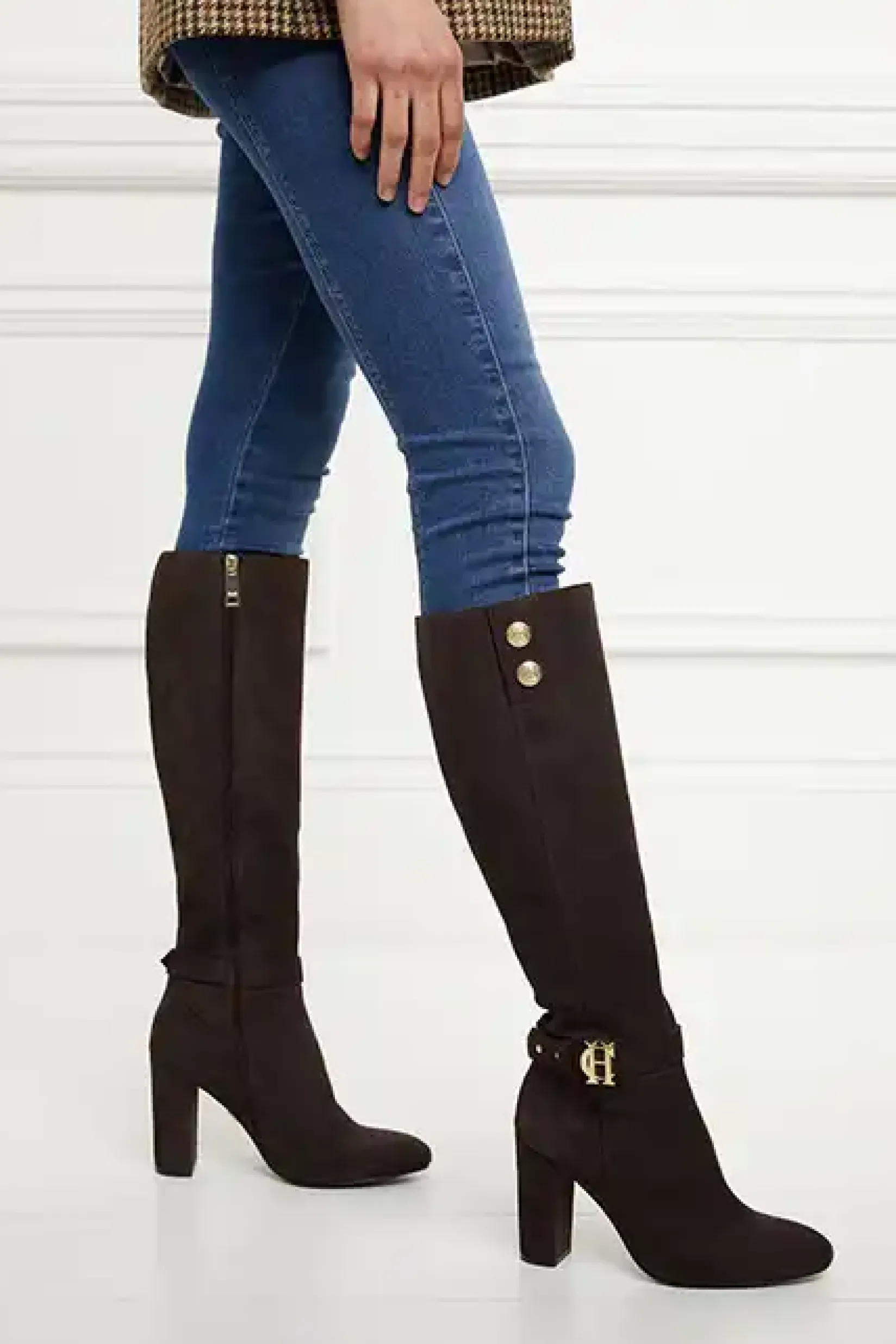 Holland Cooper Boots|Footwear-Marlborough Knee Boot Chocolate