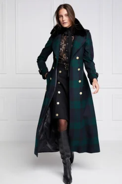 Holland Cooper Trench Coats|Coats-Marlborough Shearling Trench Coat Blackwatch