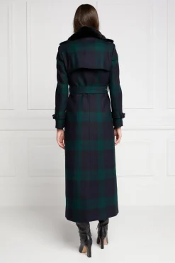 Holland Cooper Trench Coats|Coats-Marlborough Shearling Trench Coat Blackwatch