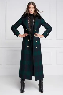 Holland Cooper Trench Coats|Coats-Marlborough Shearling Trench Coat Blackwatch