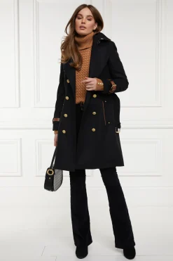 Holland Cooper Trench Coats|Coats-Marlborough Trench Coat Soft Black Tan