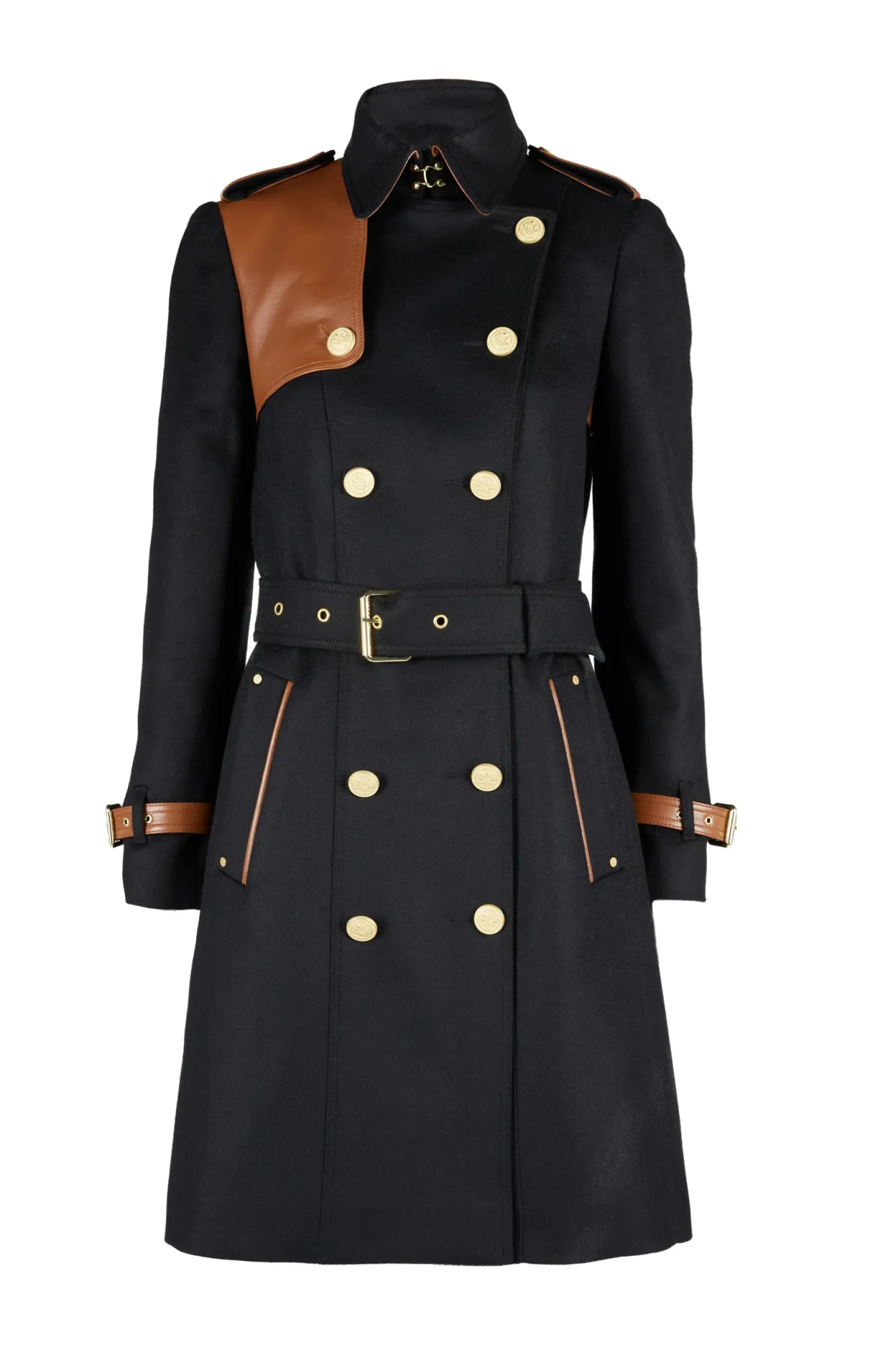 Holland Cooper Trench Coats|Coats-Marlborough Trench Coat Soft Black Tan