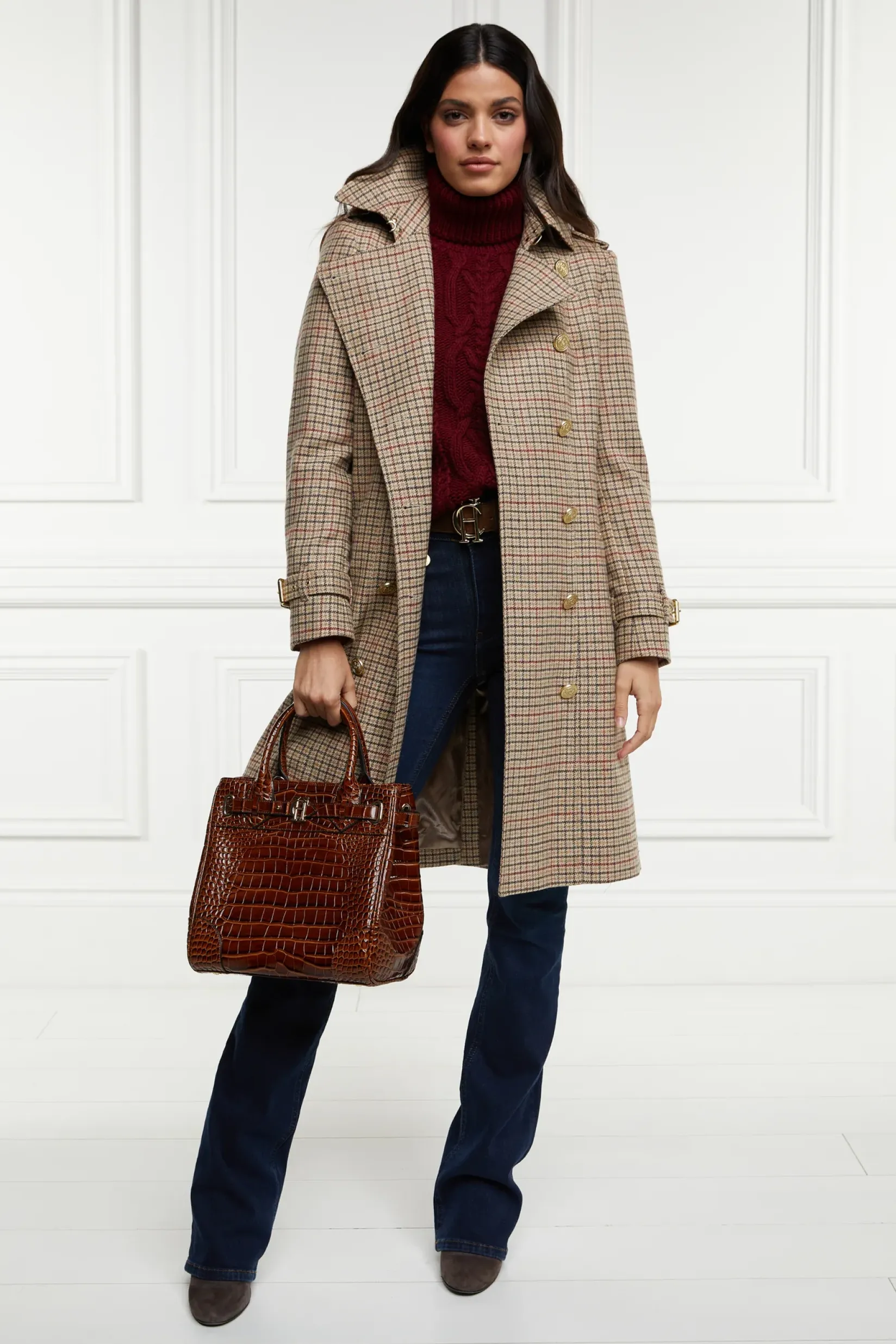 Holland Cooper Trench Coats|Coats-Marlborough Trench Coat Charlton Tweed