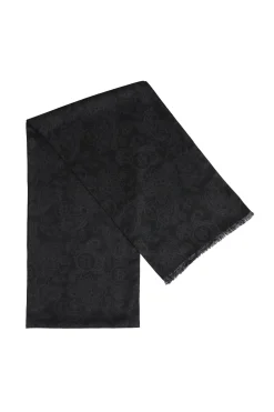 Holland Cooper Gifts For Him|Scarves-Men's Silk Scarf Black Charcoal Paisley