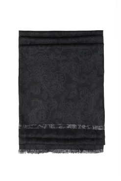 Holland Cooper Gifts For Him|Scarves-Men's Silk Scarf Black Charcoal Paisley