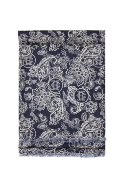 Holland Cooper Gifts For Him|Accessories-Men's Silk Scarf Ink Navy Cream Paisley