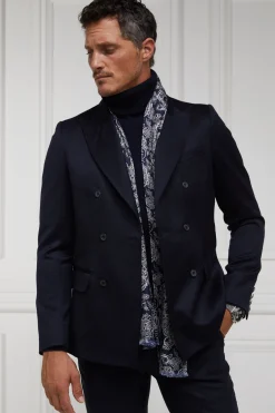 Holland Cooper Gifts For Him|Accessories-Men's Silk Scarf Ink Navy Cream Paisley