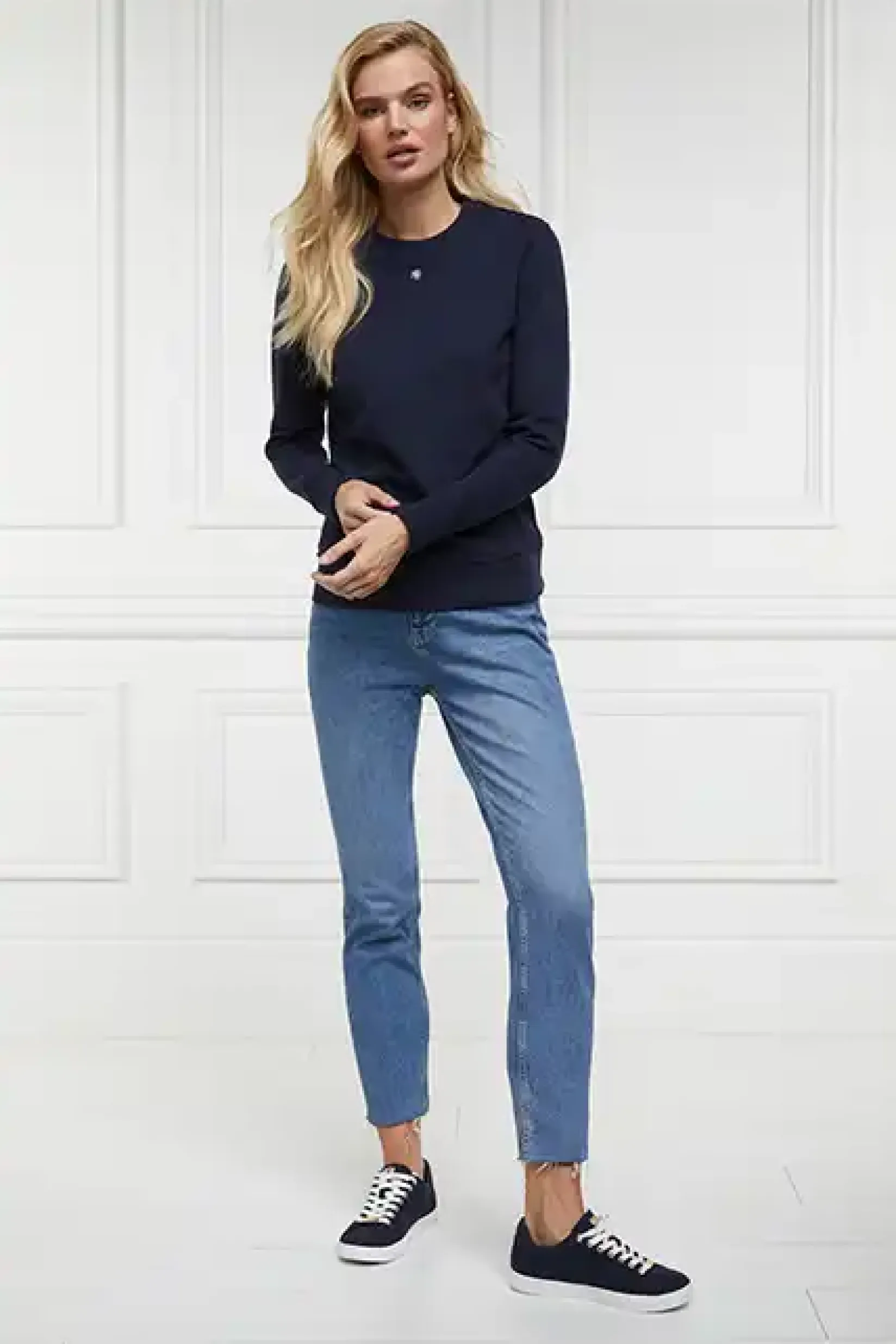 Holland Cooper Sweatshirts|Casualwear-Monogram Crew Neck Sweat Ink Navy
