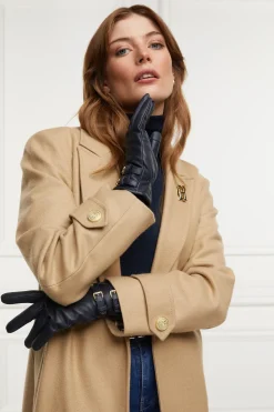 Holland Cooper Gloves|Gloves-Monogram Leather Gloves Ink Navy