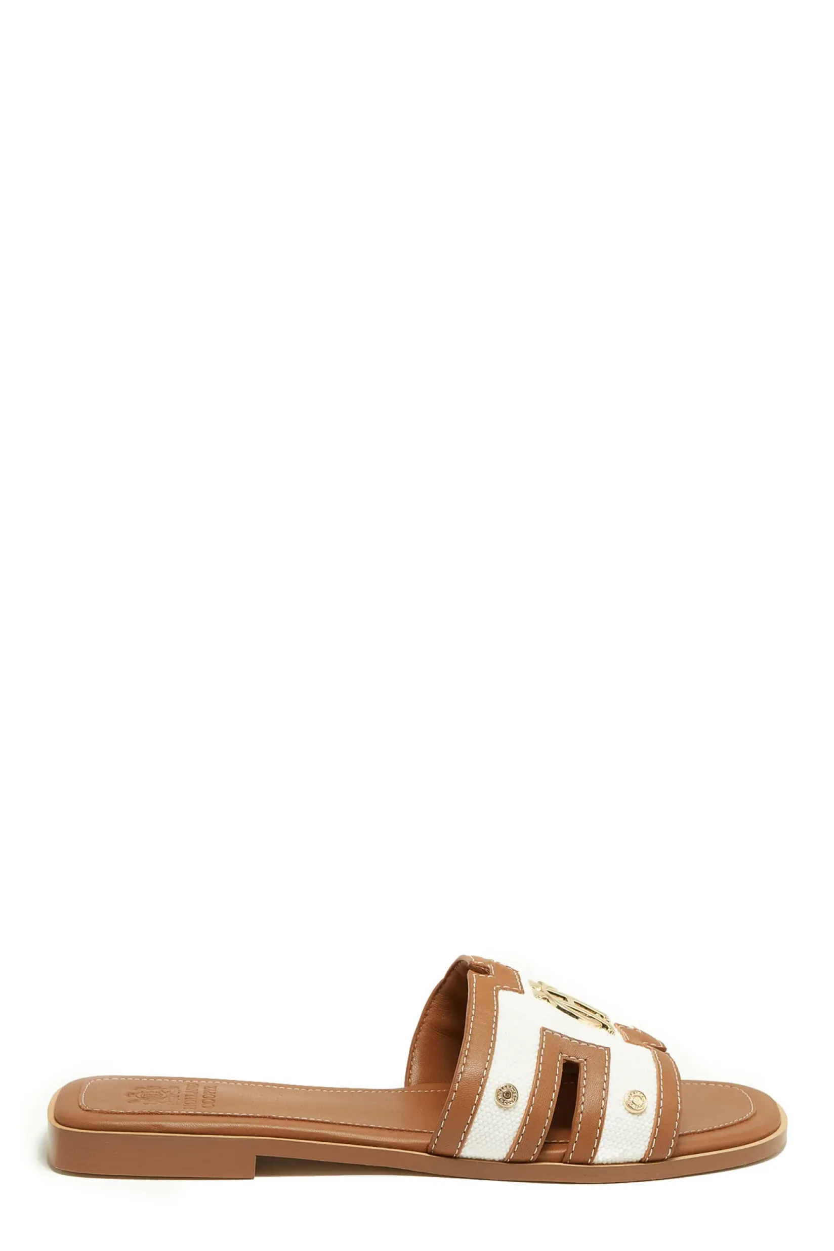 Holland Cooper Sandals|Footwear-Monogram Slides Tan Canvas
