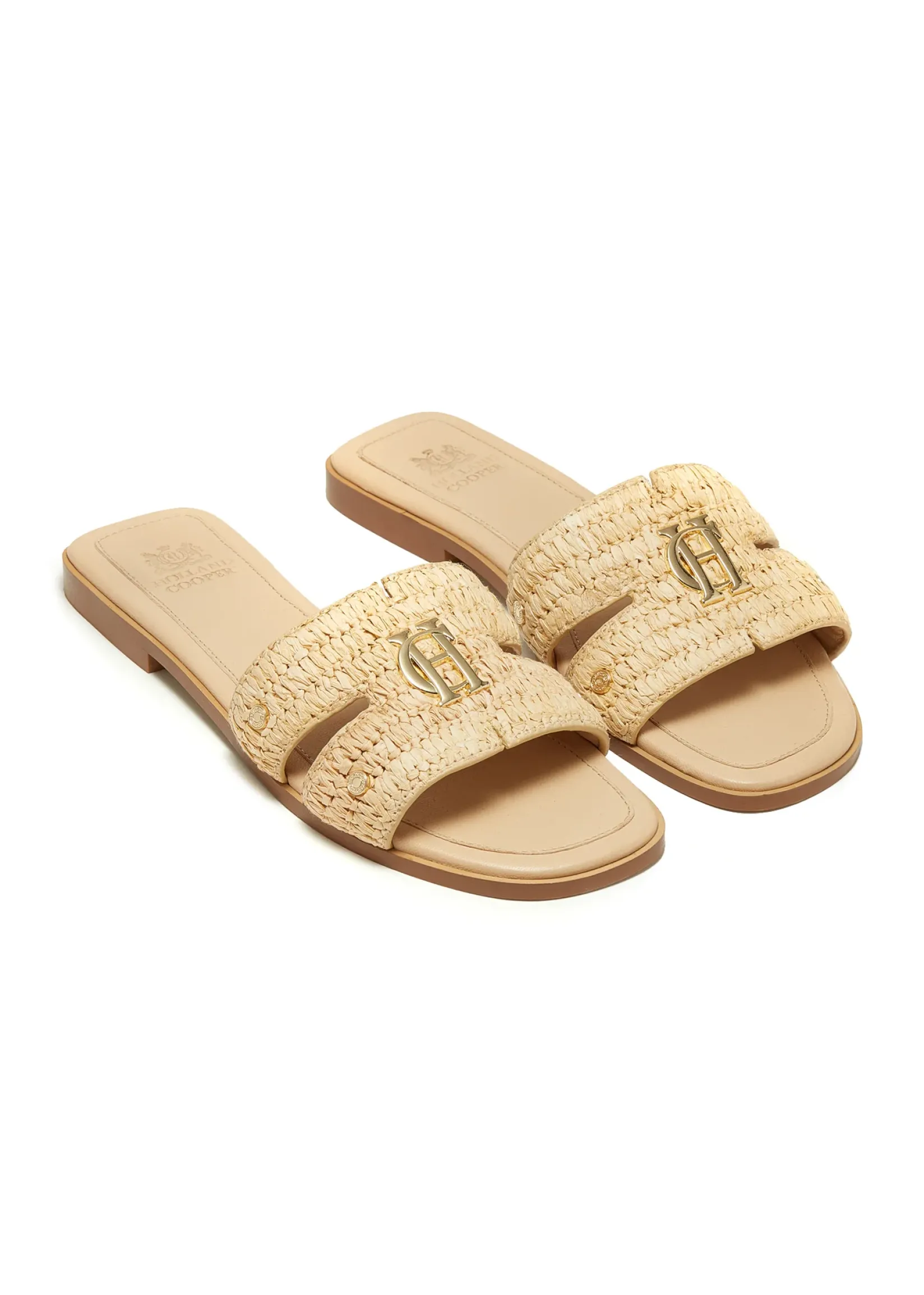 Holland Cooper Sandals|Footwear-Monogram Slides Natural Straw