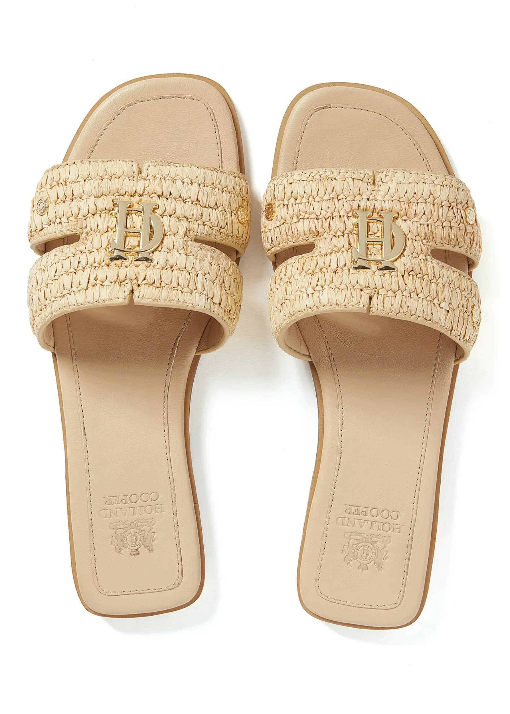 Holland Cooper Sandals|Footwear-Monogram Slides Natural Straw