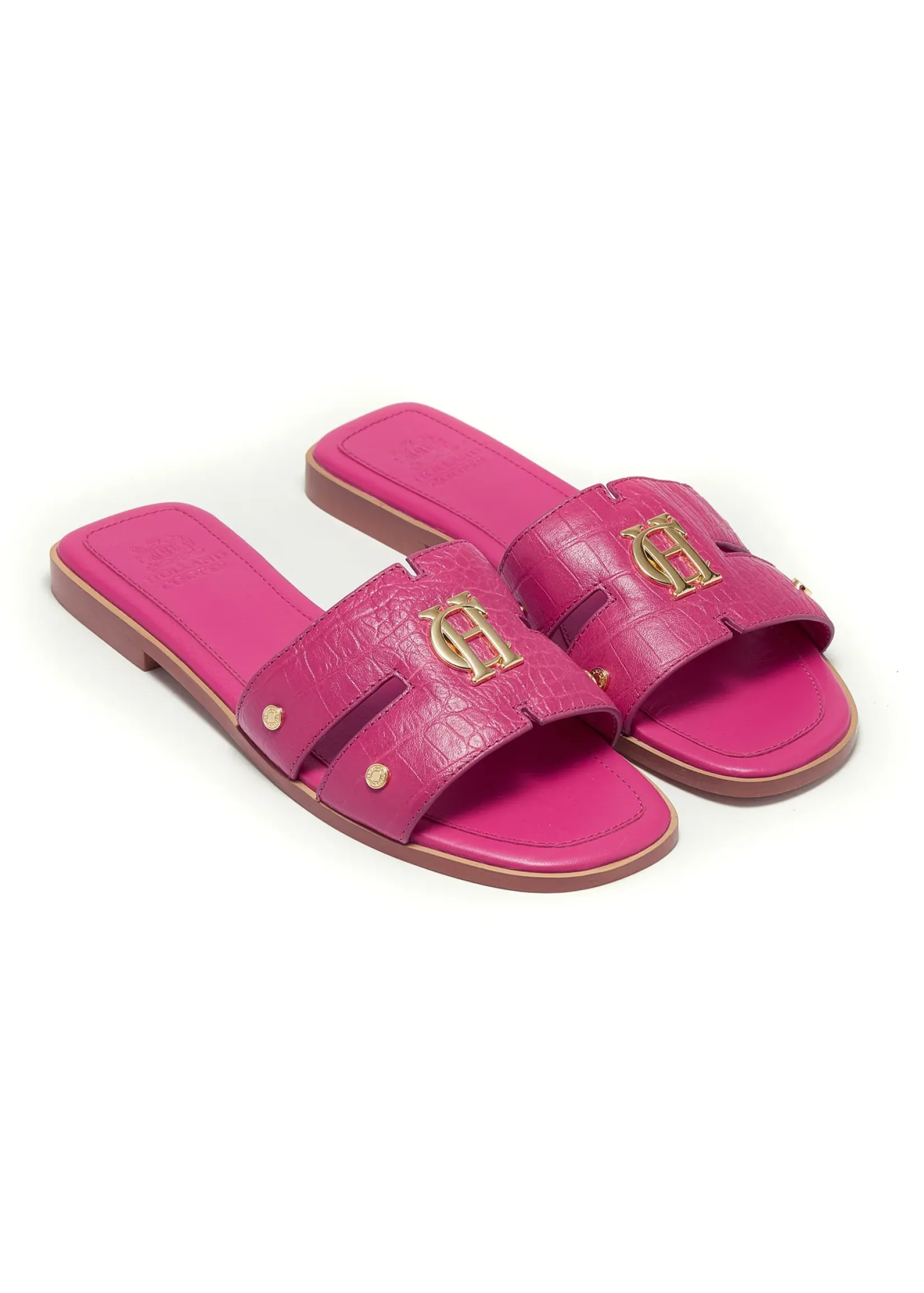 Holland Cooper Sandals|Footwear-Monogram Slides Pink Croc