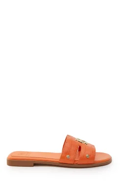 Holland Cooper Sandals|Footwear-Monogram Slides Orange Croc
