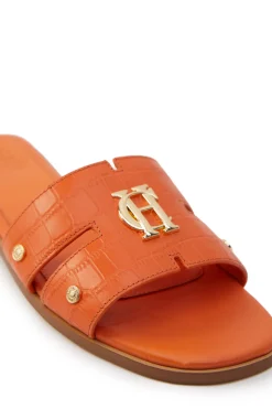 Holland Cooper Sandals|Footwear-Monogram Slides Orange Croc
