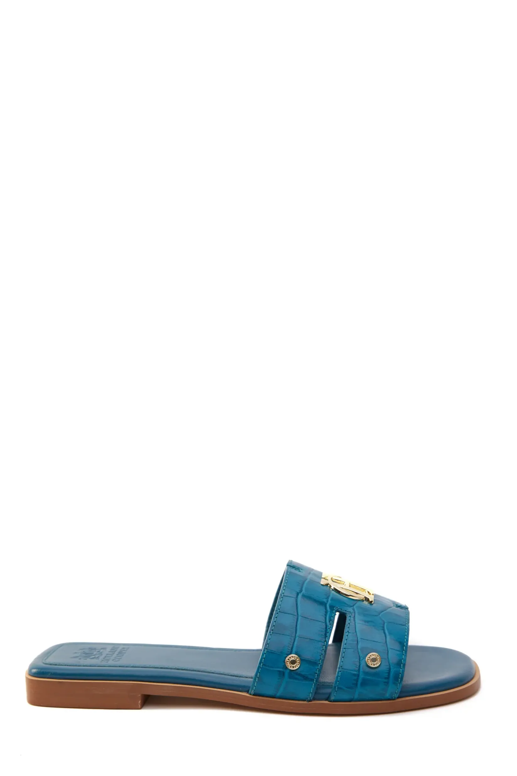 Holland Cooper Sandals|Footwear-Monogram Slides Teal Croc