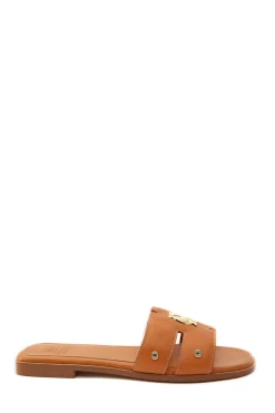 Holland Cooper Sandals|Footwear-Monogram Slides Tan Leather