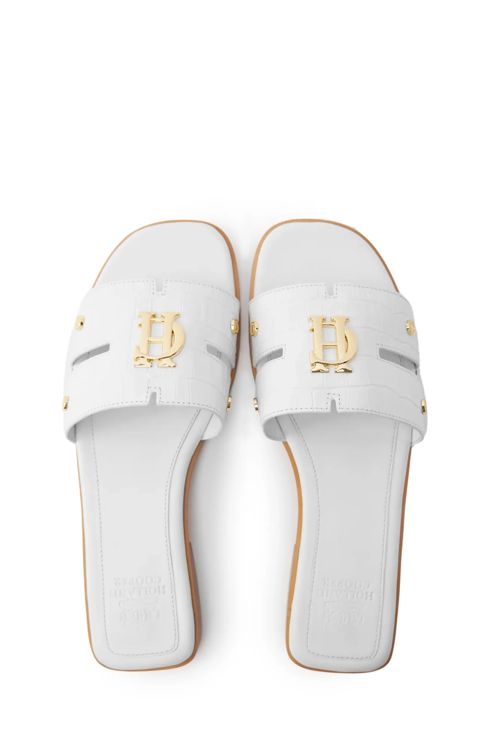 Holland Cooper Sandals|Bestsellers-Monogram Slides White Croc