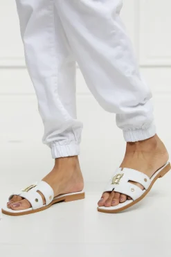 Holland Cooper Sandals|Bestsellers-Monogram Slides White Croc