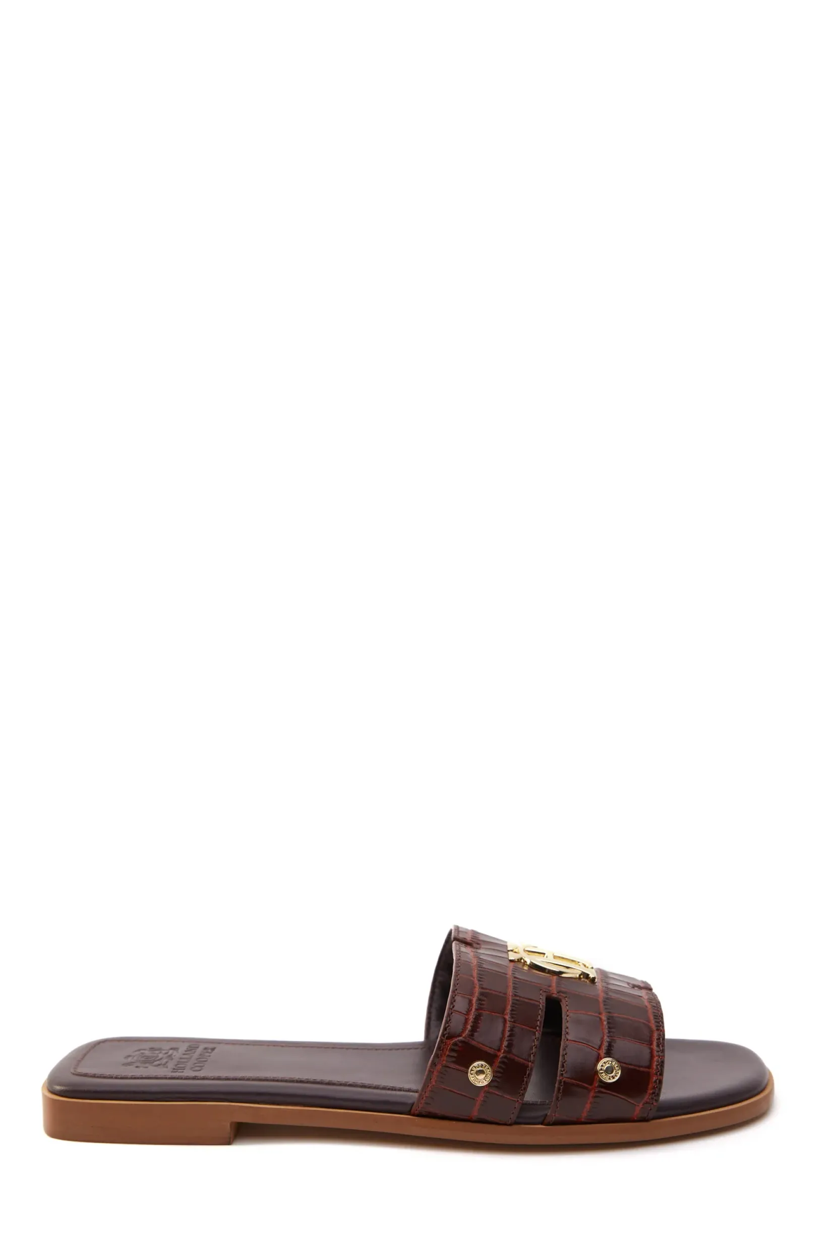 Holland Cooper Sandals|Footwear-Monogram Slides Chocolate Croc