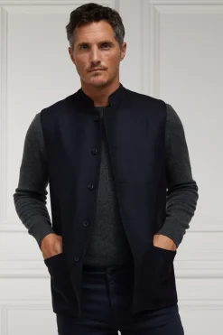 Holland Cooper Gifts For Him|Gilets-Nehru Gilet Navy Loxley