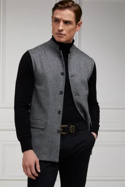 Holland Cooper Gifts For Him|Gilets-Nehru Gilet Mono Herringbone
