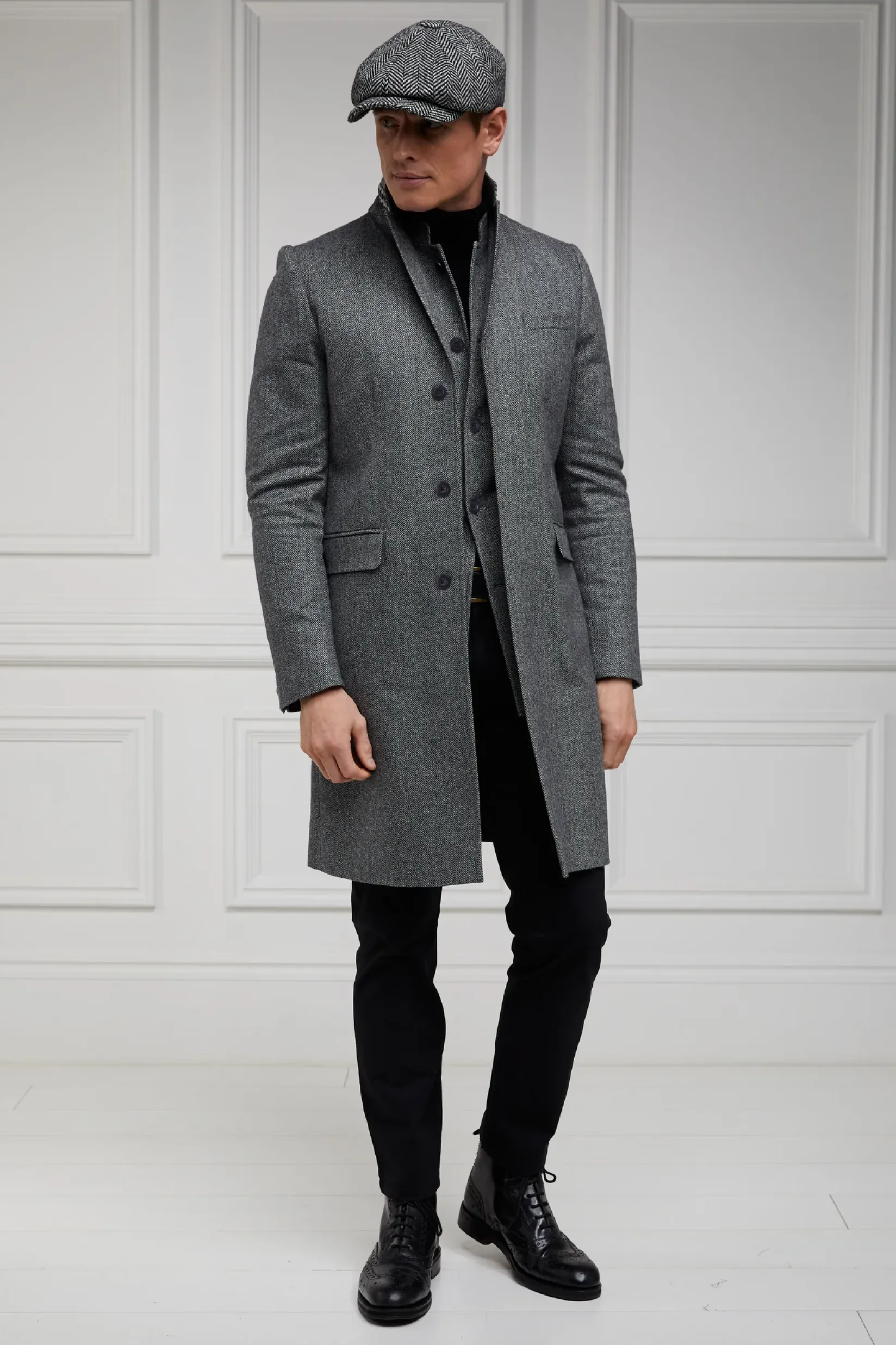 Holland Cooper Gifts For Him|Gilets-Nehru Gilet Mono Herringbone