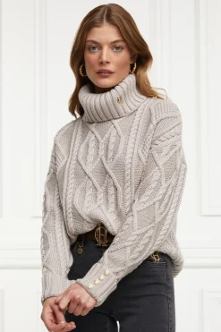 Holland Cooper Knitwear-Noveli Cable Knit Taupe