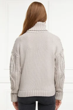 Holland Cooper Knitwear-Noveli Cable Knit Taupe