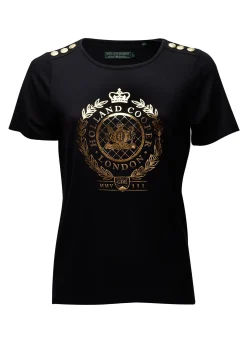 Holland Cooper Tees|Tops-Ornate Crest Tee Black