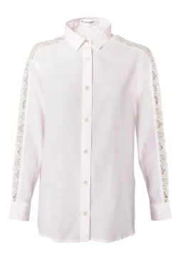 Holland Cooper Shirts & Blouses|Shop By Product-Oversized Cotton Lace Shirt Pink Stripe