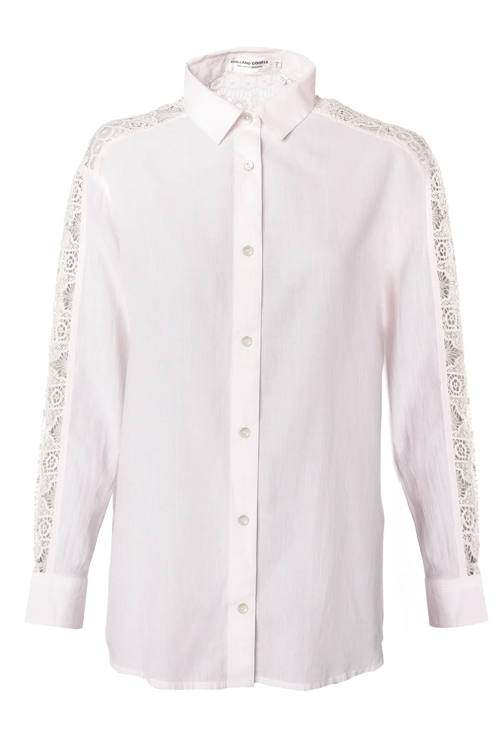 Holland Cooper Shirts & Blouses|Shop By Product-Oversized Cotton Lace Shirt Pink Stripe