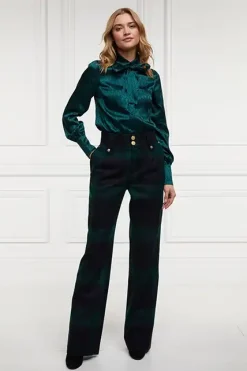 Holland Cooper Shirts & Blouses|Workwear Wardrobe-Penny Jacquard Shirt Emerald