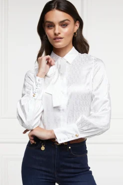Holland Cooper Shirts & Blouses|The Date Night Edit-Penny Jacquard Shirt White