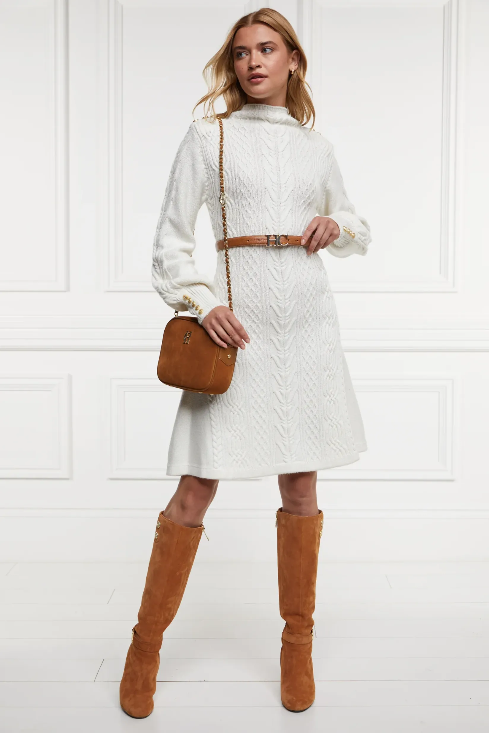 Holland Cooper Gifts For Her|Dresses-Rachel Mini Dress Oyster
