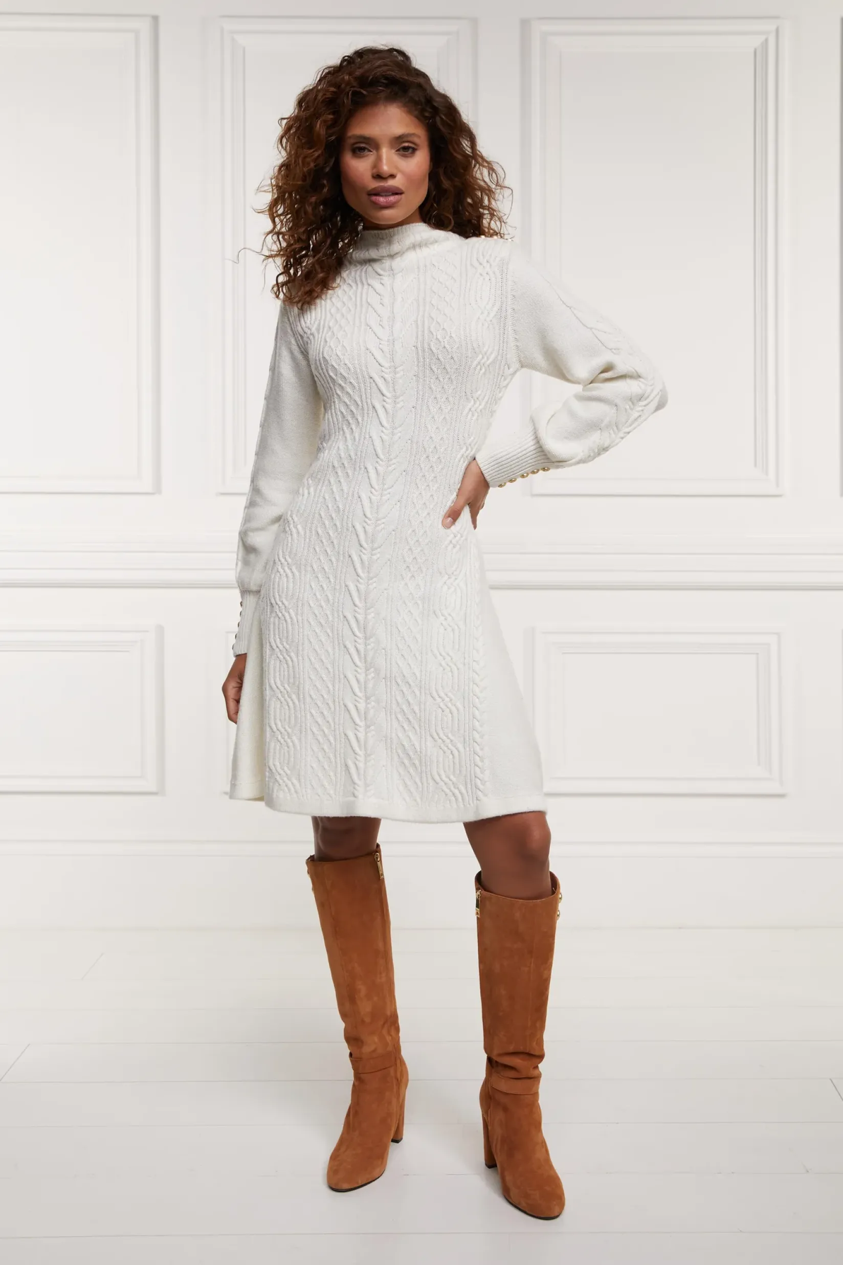 Holland Cooper Gifts For Her|Dresses-Rachel Mini Dress Oyster