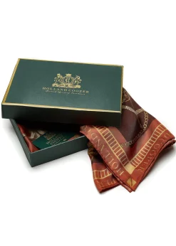 Holland Cooper Gifts For Her|Scarves-Regal Horse Silk Scarf Caramel