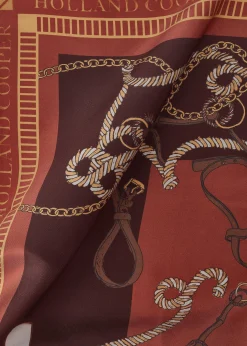 Holland Cooper Gifts For Her|Scarves-Regal Horse Silk Scarf Caramel
