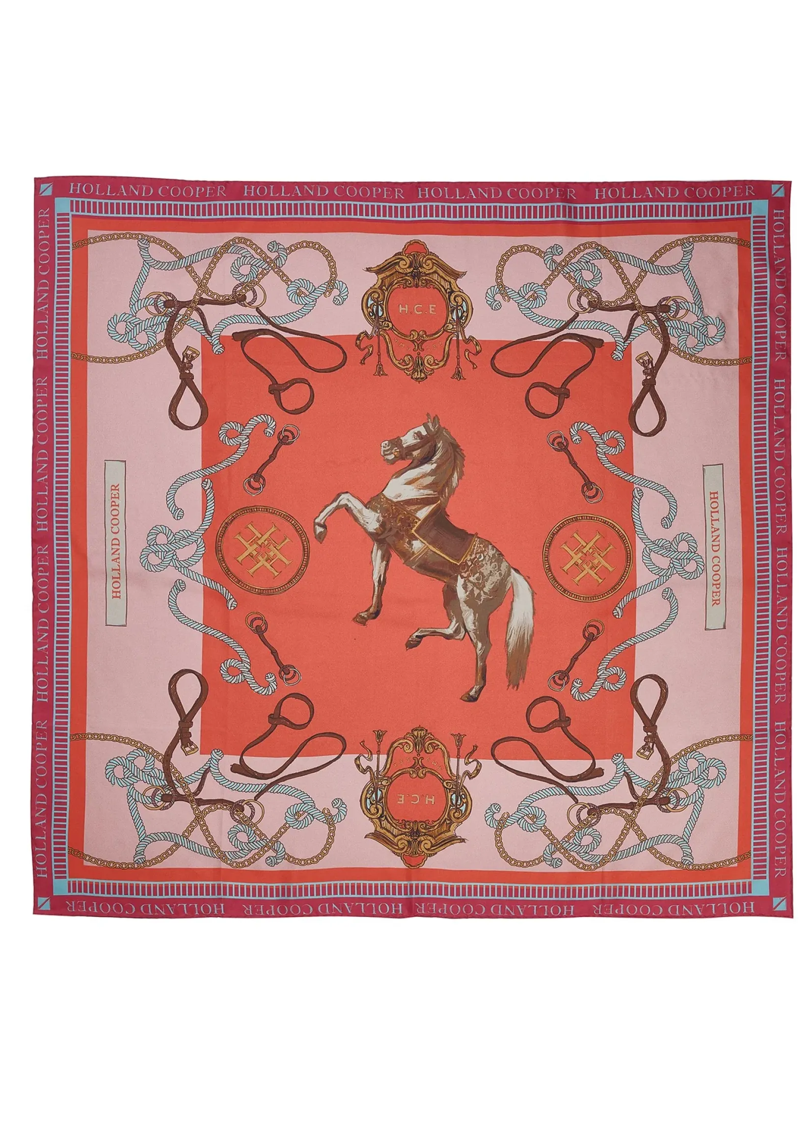 Holland Cooper The Perfect Gesture|Gifts For Her-Regal Horse Silk Scarf Coral