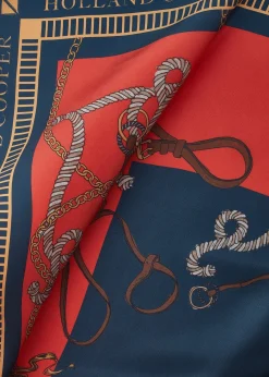 Holland Cooper The Perfect Gesture|Scarves-Regal Horse Silk Scarf Ink Navy Neroli