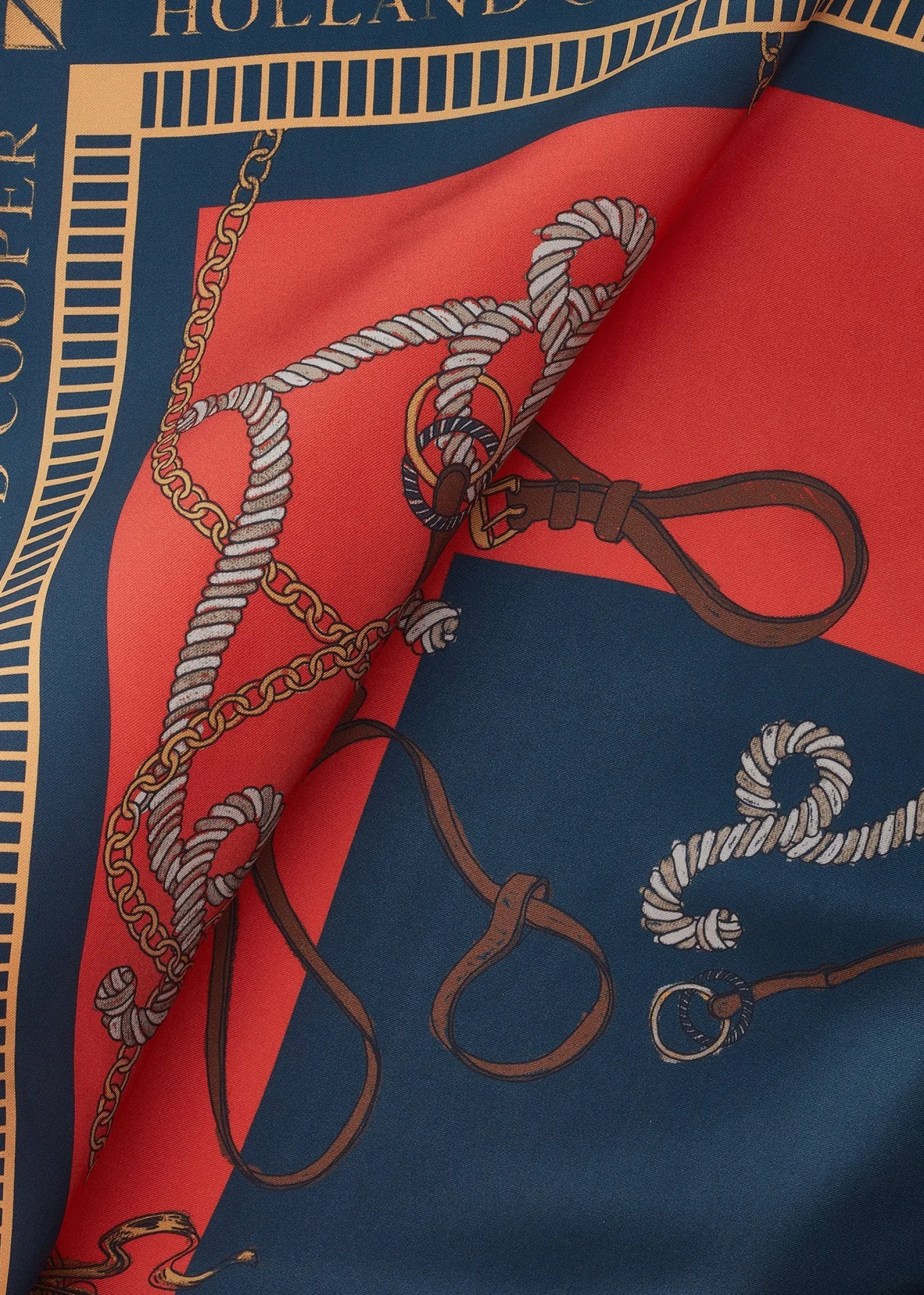 Holland Cooper The Perfect Gesture|Scarves-Regal Horse Silk Scarf Ink Navy Neroli