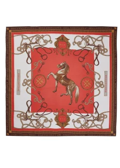 Holland Cooper Scarves|Scarves-Regal Horse Silk Scarf Sienna